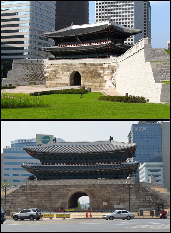 Sungnyemun/Namdaemun gate, Seoul from front & back (photo source credit to : Wikipedia)